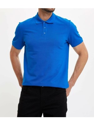 Nacar Store Erkek Mavi Polo Yaka Slimfit Basic Tshirt