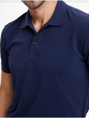Nacar Store Erkek Lacivert Polo Yaka Slimfit Basic Tshirt