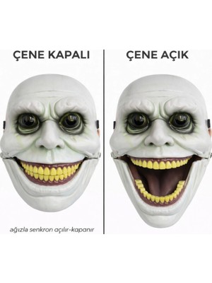 MiraLive Hareketli Çene Mekanizmalı Yeşil Korku Maskesi