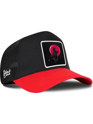 BlackBörk Samuray Logolu Kırmızı-Siyah Trucker Şapka