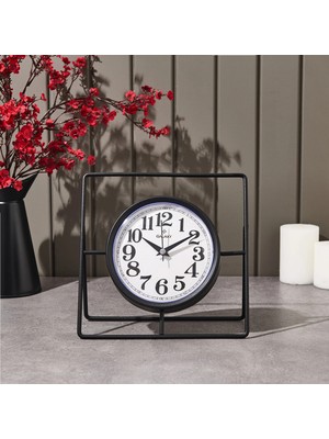 Matmel Metal Dikdörtgen Yuvarlak Masa Saati - 24 cm