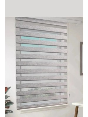 Özel Jaluzi Gri Bambu Kumaş Zebra Stor Perde Etek Dilimsiz 1. Kalite