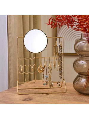 Matmel Metal Aynalı Takı Askısı - Sarı - 19,5X27X10 cm