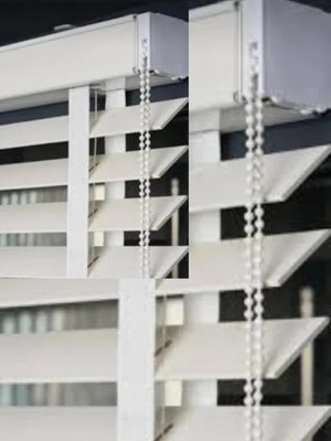 Mattext Beyaz Redektörlü Kurdelalı Ahşap Jaluzi