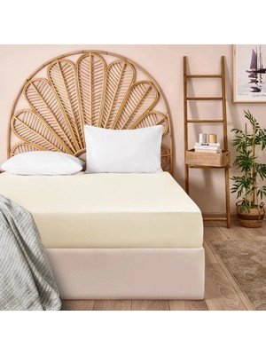 Matmel Soft Penye Tek Kişilik Lastikli Çarşaf - Ekru - 100X200 cm