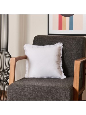 Matmel Soft Ethnic Saçak Detaylı Kırlent - Beyaz - 40X40 cm