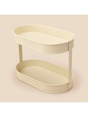 Matmel Bath 2 Katlı Oval Organizer - Krem - 32,5X19 cm