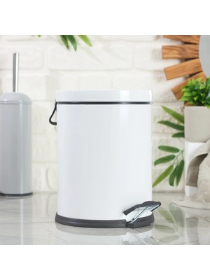 Matmel Bath Pedallı Çöp Kovası - Beyaz - 5 Lt