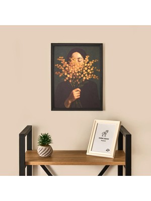 Matmel Deco Woman Of Flower Duvar Panosu - Siyah / Turuncu - 30X40 cm