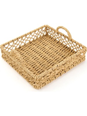 Matmel Deco Rustico Dekoratif Tepsi - Bej - 22 cm