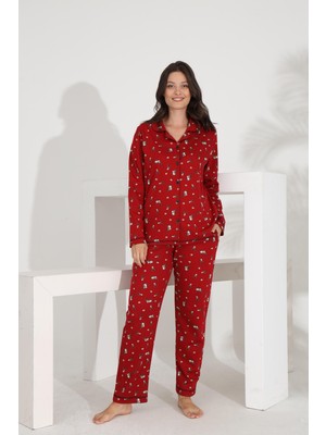 Etoile %100 Pamuk Uzun Kol Boydan Düğmeli Cepli Kadın Pijama Takımı 98302-303