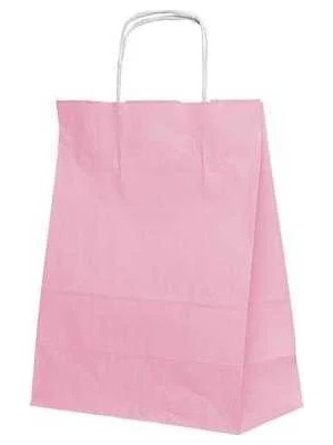 Doğaberen Kağıt Çanta Burgu Saplı Pembe 25X31X12 cm 25 Adet