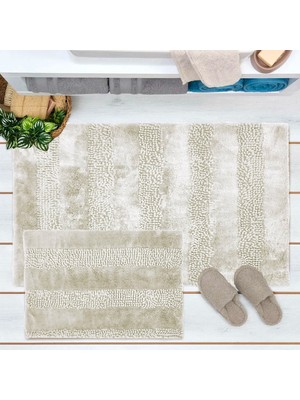 Matmel Soft Line 2'li Banyo Paspası - Krem - 60X90 cm + 45X60 cm
