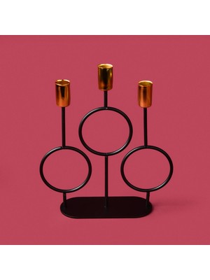 Matmel Deco Cerchio Şamdan - Siyah / Gold - 26 cm