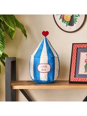 Matmel Soft Lovebox Figürlü Yastık - Beyaz / Mavi - 20X37 cm
