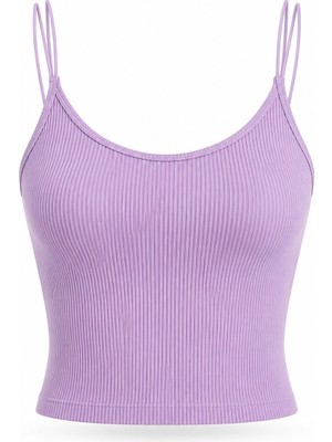 Purple By Banu Lila Spagetti Askılı Crop