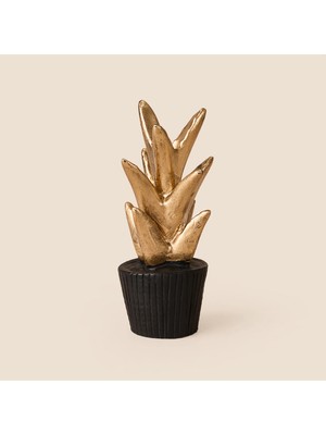 Matmel Deco Mini Saksılı Kaktüs Dekoratif Obje - Siyah / Altın