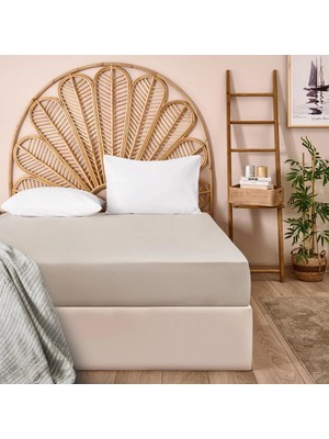 Matmel Soft Basic Çift Kişilik Lastikli Çarşaf - Bej - 180X200 cm