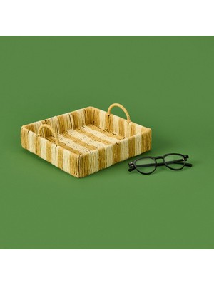 Matmel Deco Acerra Dekoratif Tepsi - Turuncu / Krem - 22X22X5 cm