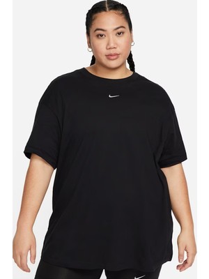 Nike Sportswear Essential Loose Fit Womens Tee Organik Kumaş Bol Kesim Kadın Tişört Siyah