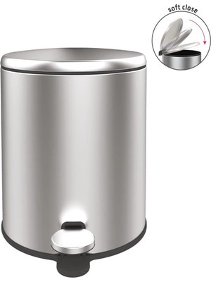Matmel Cigo Paslanmaz Çelik Pedallı Banyo Çöp Kovası - Gri - 6 Lt