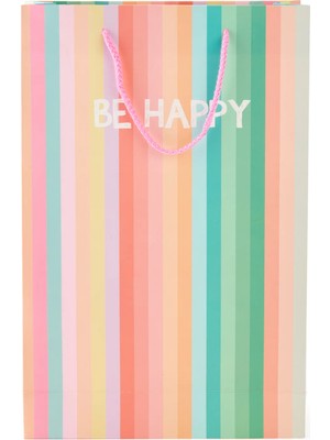Matmel Be Happy Dikey Karton Çanta - Renkli - 38X25 cm