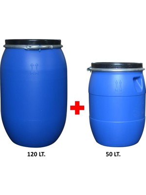GLC PAINTS Akdeniz Mavi Plastik Varil Seti 120 Lt. + 50 Lt. Sızdırmaz HDPE Materyal ile Uzun Ömürlü