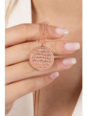 Söğütlü Silver 925 Ayar Gümüş Kolye Rose Yılan Zincirli Kı Duası Kolye  SGTL13137ROSE