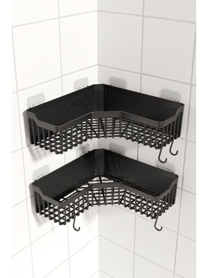 Pamit Plastik 2 Li Yapışkanlı  Banyo Köşe Raf / Duş Rafı  /çok Amaçlı Raf