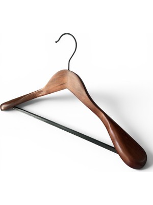 Ezmk Ev Gereçleri Ahşap Askı, Kalın Omuz Formlu Takım Elbise Askısı, Ceket Askısı, Ceviz Renk, 4 Adet, 45 cm