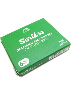 Scrikss Dolma Kalem Kartuşu 6'lı Yeşil Renkli Sarf Malzemelerle Yazma Keyfi