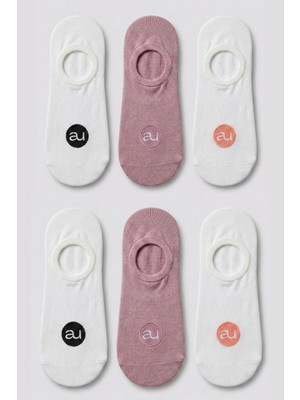 Allunique Penye Pamuk 6'lı Koyu Pembe Asorti Görünmez Sneaker Çorap