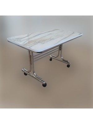 Rehber Mobilya 70 x 110 cm Renkli Suntalam Üst Yüzeyli Metal Ayaklı Tekerlekli Orta Sehpa