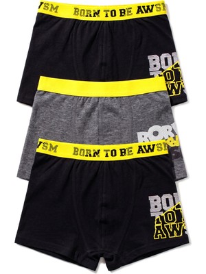Öts Erkek Çocuk 3’lü Pamuklu Boxer Baskılı Ekstra Konforlu Kalıp (7290-3)