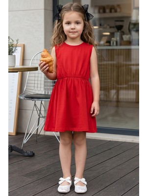Parla Kids 0022 - Kırmızı Elbise Dantel Toka Takım