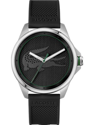 Lacoste LAC2011156 Erkek Kol Saati 43 mm Siyah Kadran Pilli Suya Dayanıklı Metalik Gri Kasa