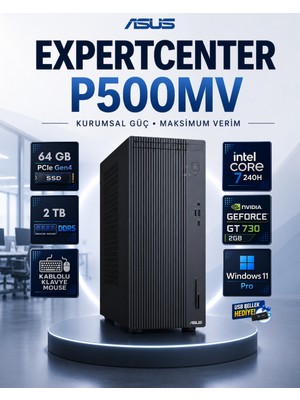 Asus Expertcenter P500MV Core 7 240H 64 GB Ddr5 2 Tb SSD Gt 730 Ekran Kartı Windows 11 Pro Masaüstü Bilgisayar P500MVC7GT730RNP23