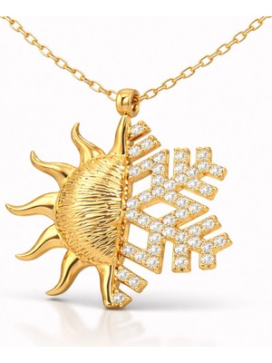 Hanno Telkari Gümüş Gold Güneş Kartanesi Bayan Kolye