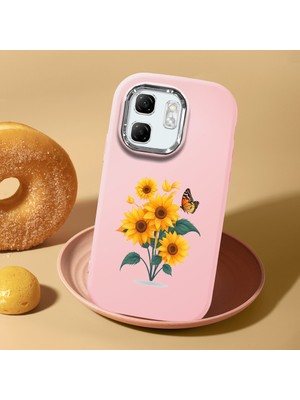 HONTINGA Infinix Hot 50I ile Uyumlu Kılıf Kamera Korumalı Düşüme Önleyici Kamera Koruyucu Pembe Yumuşak Silikon Couple Telefon Kılıfı Çiçekli Desenli K4-0436