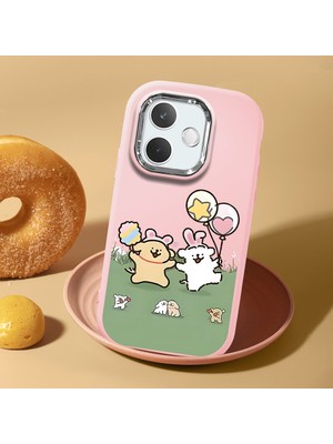 HONTINGA Oppo A5 Pro 5g ile Uyumlu Kılıf Kamera Korumalı Düşüme Önleyici Kamera Koruyucu Pembe Yumuşak Silikon Couple Telefon Kılıfı Karikatür Desenli K4-0435