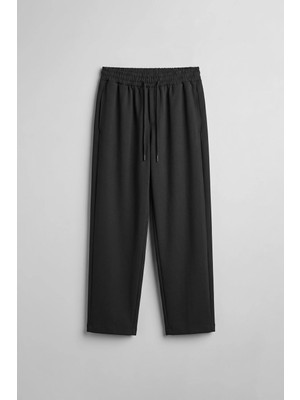 Abluka Online Erkek Relaxed Fit Lastikli Bel Pileli Pantolon Siyah