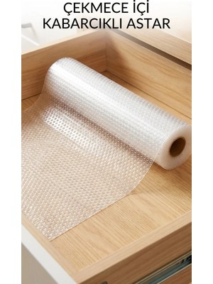 Gees Global Şeffaf Kaydırmaz Dolap Içi Raflık Koruyucu Çekmece Örtüsü 45X300 cm Pvc Eva