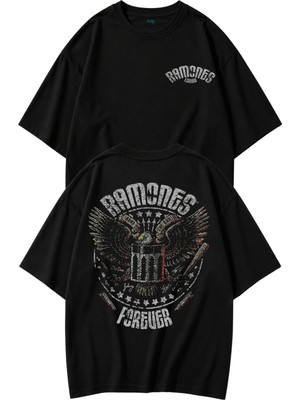Fuddy Moda Unisex Oversize Rock Band Ramones Forever Sırt Baskılı Tişört