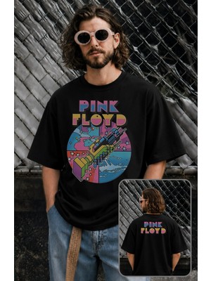 Fuddy Moda Unisex Oversize Pink Floyd Wish You Were Here Ense Baskılı Rock Band Tişört