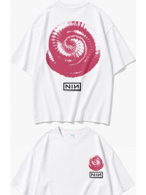 Fuddy Moda Unisex Nine Inch Nails Closer To God Sırt Baskılı Tişört, Oversize Rock Band Nın Temalı Tshirt