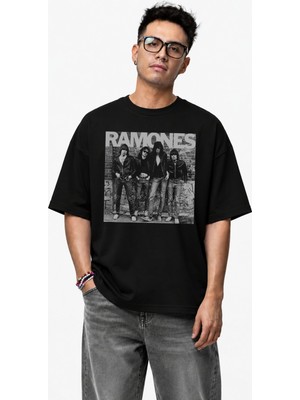 Fuddy Moda Unisex Oversize Ramones 1976 Ilk Albüm Kapak Resmi Baskılı Rock Band Temalı Tişört
