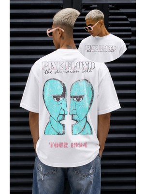 Fuddy Moda Unisex Pink Floyd Tour 1994 Sırt Baskılı Tişört, Oversize Rock Band Temalı Bisiklet Yaka Tshirt
