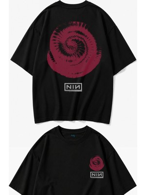 Fuddy Moda Unisex Nine Inch Nails Closer To God Sırt Baskılı Tişört, Oversize Rock Band Nın Temalı Tshirt