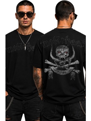 Fuddy Moda Unisex Motörhead March Or Die Sırt Baskılı Tişört, Oversize Rock Band Temalı Tshirt