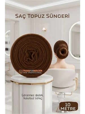 Mey Ithalat® Profesyonel 10 Metre Kesilebilir Saç Topuz Süngeri - Kuaför Tipi Esnek Form Verici Kahve